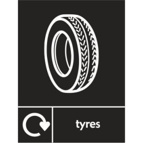 Tyres Recycling Sign with tyre symbol and recycling icon