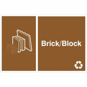 Brick Block Recycling Sign with waste segregation symbol