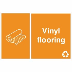 Vinyl flooring recycling sign with recycling symbol