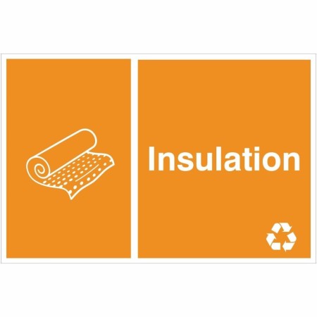 Insulation Recycling Sign with rolled insulation icon and recycling symbol