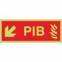 Glow in the dark premises information box PIB arrow down left sign
