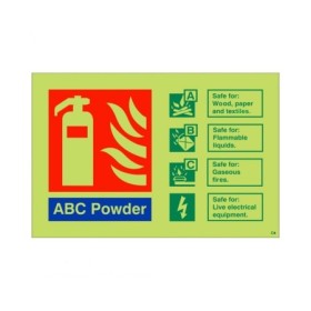 Glow in the dark ABC powder fire extinguisher sign
