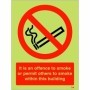 Glow in the dark it is an offence to smoke or permit others to smoke in this building safety sign