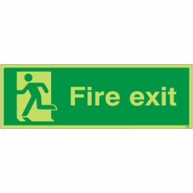 Extra large fire exit running man left glow in the dark safety sign