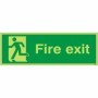 Extra large fire exit running man left glow in the dark safety sign