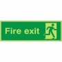 Extra large glow in the dark fire exit running man right sign