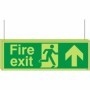 Glow in the dark double sided fire exit up sign with upward arrow
