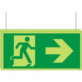 Double sided glow in the dark fire exit arrow right sign