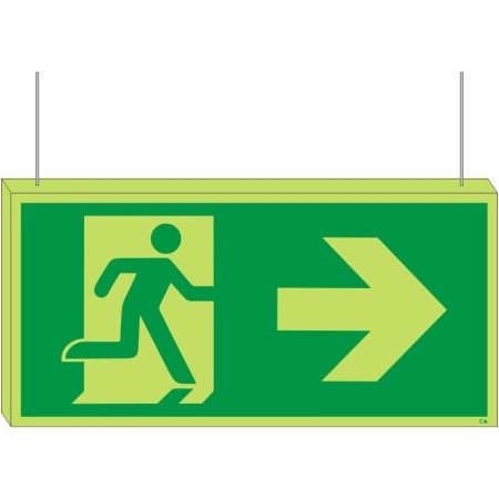 Double sided glow in the dark fire exit arrow right sign