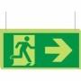 Double sided glow in the dark fire exit arrow right sign