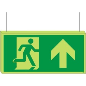 Double sided glow in the dark fire exit arrow up sign