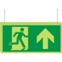 Double sided glow in the dark fire exit arrow up sign