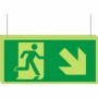 Double Sided Glow in the Dark Fire Exit Arrow Down Right Sign
