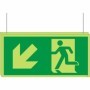  Double Sided Glow in the Dark Fire Exit Arrow Down Right Sign