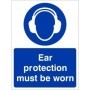 Ear protection must be worn mandatory PPE safety sign