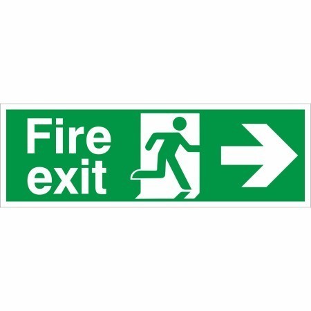 Extra large fire exit arrow right sign with running man symbol