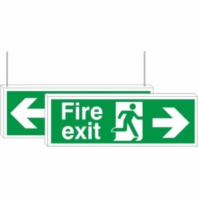 Fire Exit Left Right Arrows Double Sided Hanging Sign