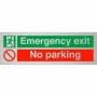  Brushed aluminium emergency exit no parking sign for clear escape access.