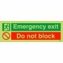  Glow in the dark emergency exit do not block sign with prohibition symbol.