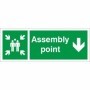 Assembly Point Down emergency evacuation sign with downward arrow