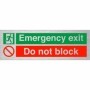 Emergency exit do not block brushed aluminium safety sign