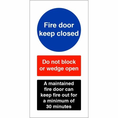 Fire door keep closed maintained fire door safety sign with obstruction warnin