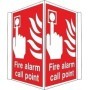 Projecting fire alarm call point sign with double-sided fire alarm symbol