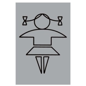 Girls toilet aluminium sign with female washroom symbol