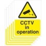 6-pack CCTV in operation warning signs with surveillance camera symbol