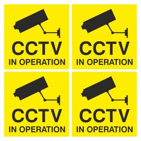 Pack of 4 CCTV in operation warning stickers with surveillance camera symbol