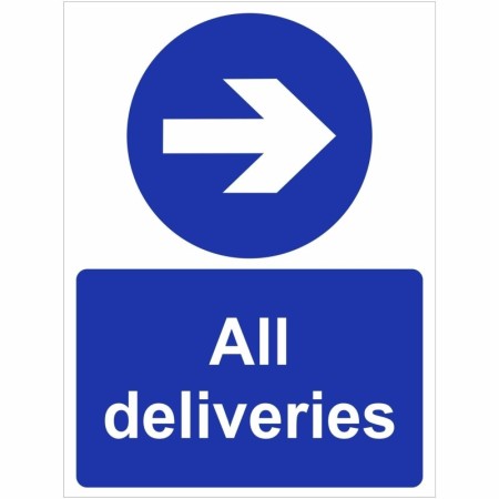 All Deliveries Arrow Right directional safety sign