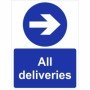 All Deliveries Arrow Right directional safety sign