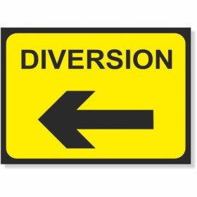 Diversion left reflective road sign with left arrow