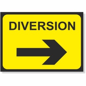 Diversion arrow right reflective road sign with right arrow