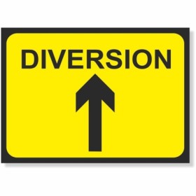 Diversion arrow up reflective road sign with upward arrow