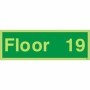  Photoluminescent floor 19 level identification sign with bold contrasting text