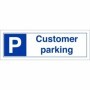 Customer Parking sign with parking symbol and customer parking text