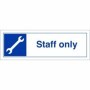 Staff Only sign with spanner symbol indicating restricted staff access