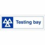 Testing Bay sign featuring MOT symbol and testing bay text