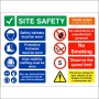 Site Safety Construction Work In Progress Branded Sign with PPE requirements and site safety warnings