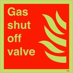 Gas shut off valve glow in the dark safety sign