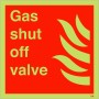 Gas shut off valve glow in the dark safety sign
