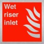 Brushed aluminum Wet Riser Inlet fire safety sign