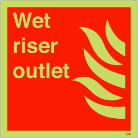 Wet riser outlet glow in the dark safety sign