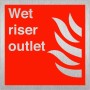 Brushed aluminum Wet Riser Outlet fire safety sign