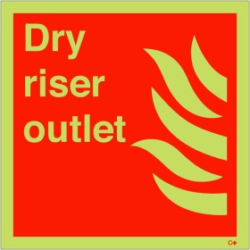 Dry riser outlet glow in the dark safety sign