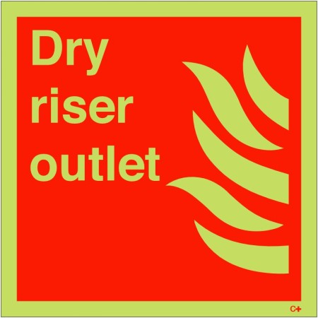 Dry riser outlet glow in the dark safety sign