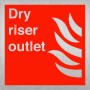 Brushed aluminum Dry Riser Outlet fire safety sign for emergency fire service access