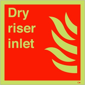 Dry riser inlet glow in the dark safety sign
