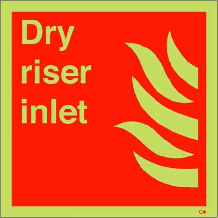 Dry riser inlet glow in the dark safety sign